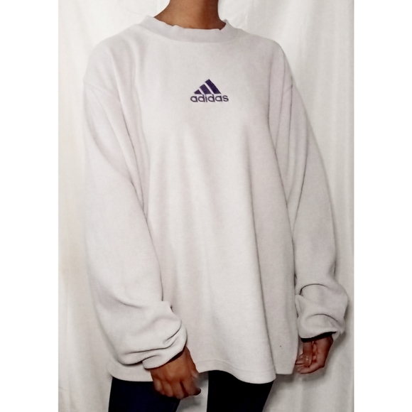 adidas Other - Vintage Adidas Light Gray Fleece Pullover Crew 713